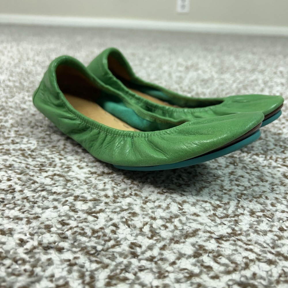 Tieks Shoes Womens 5 Green Leather Ballet Flats Foldable Travel Slip On Comfort
